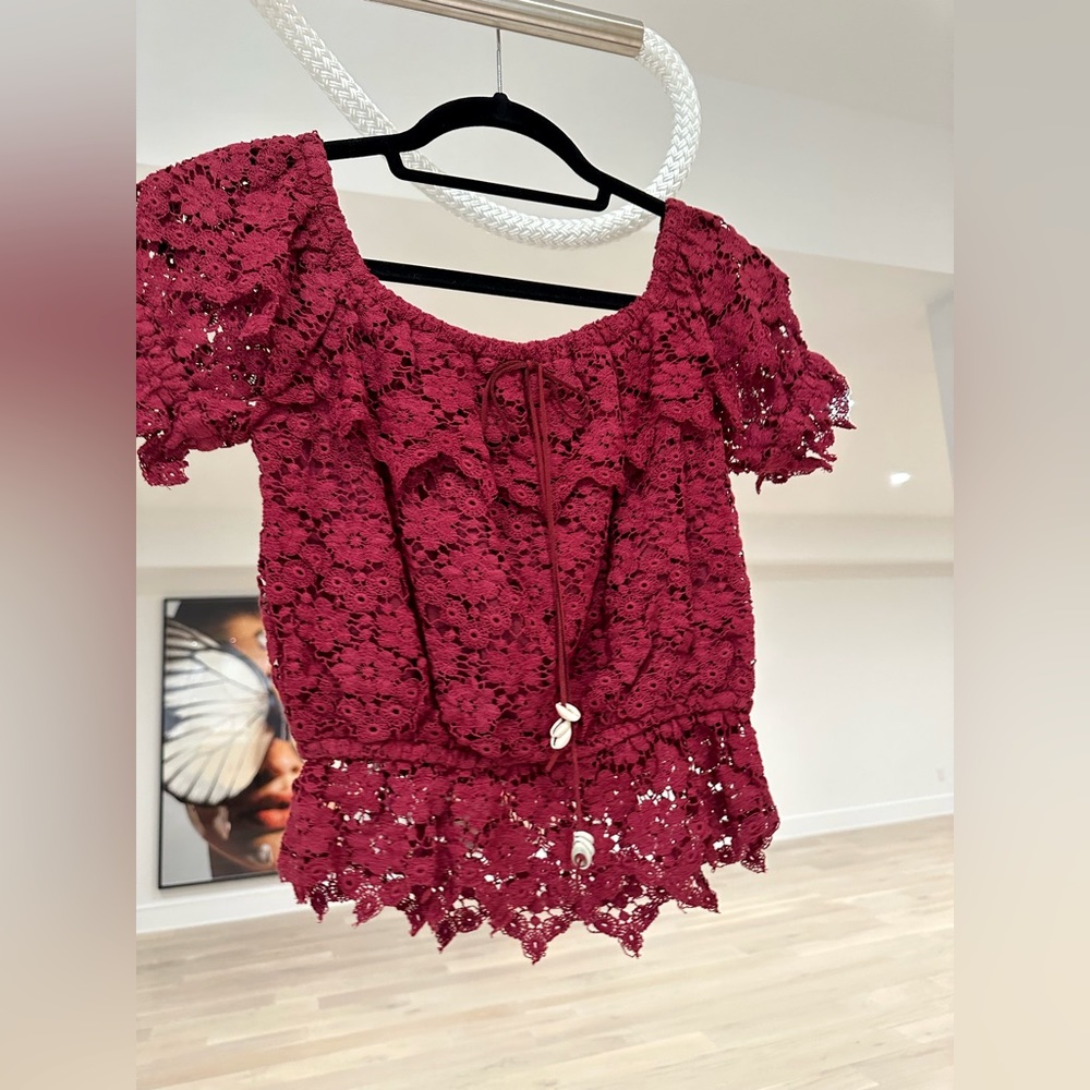 Red crochet off the shoulder Women’s top